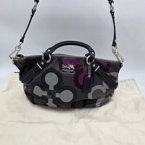 Coach Women's Black and Purple Shoulder Bag